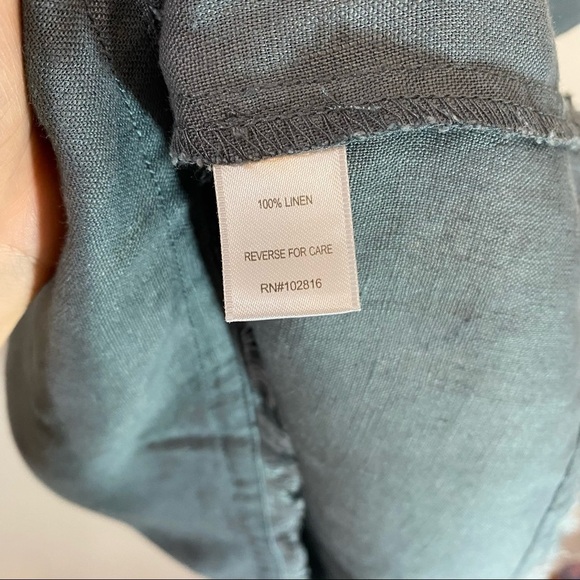 Garnet Hill Linen Fringe-Hem A-Line Dress Indigo Blue Grey - Picture 5 of 7